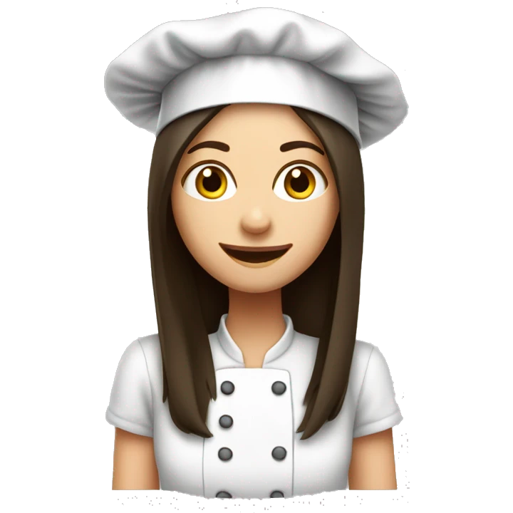 Brunette long straight hair girl in a cook hat makes dinner  emoji