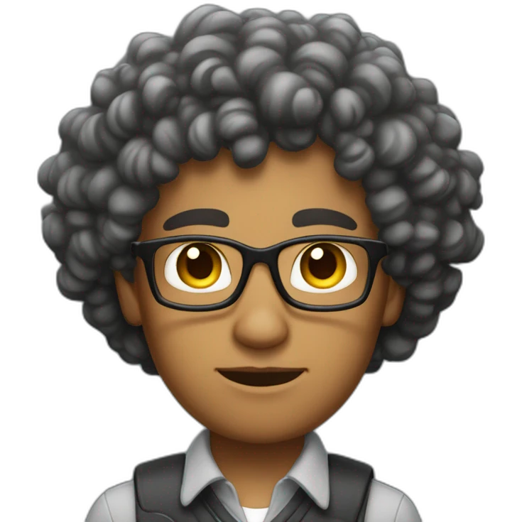 mixed race half black computer nerd muscles no glasses curly hair stern look emoji