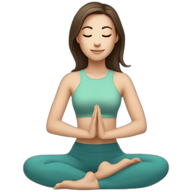 White girl brunette hair in Malasana yoga emoji