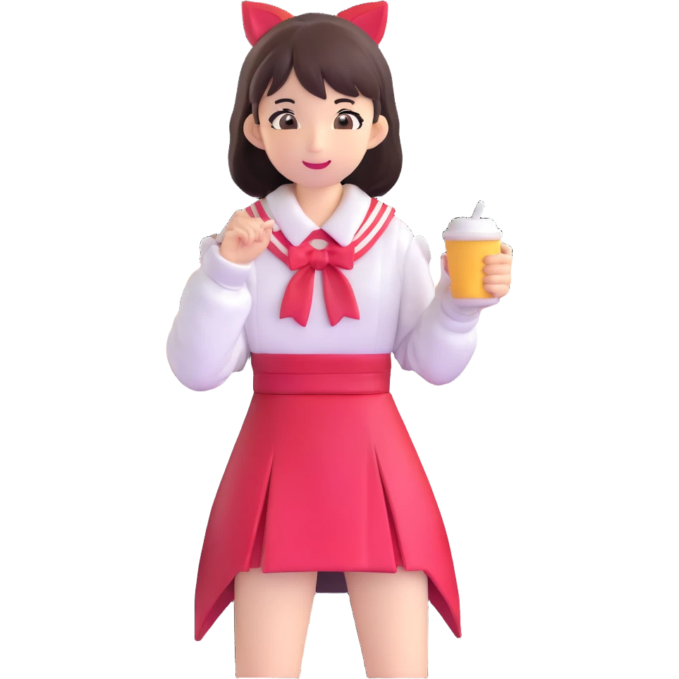 Japanese female high school student in cafe cosplay costume at cultural festival emoji