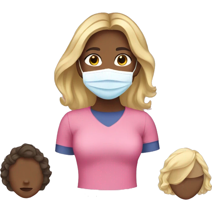 brownskin girl with blonde hair and a face mask emoji