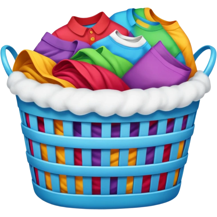 laundry basket with bright multicolored clothes inside emoji