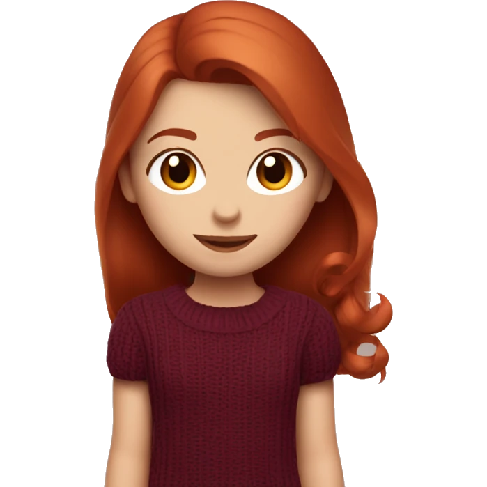 redhead girl with Dyson styling in burgundy sweater with rat on her shoulder emoji