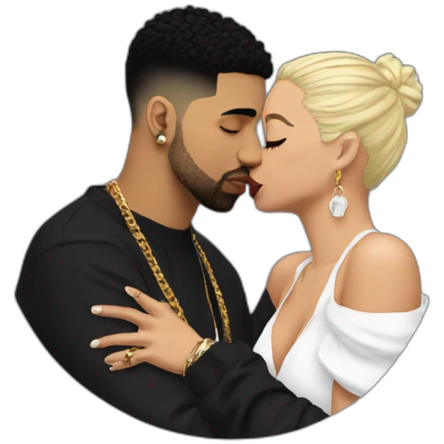 Drake kissing 21 Savage  emoji
