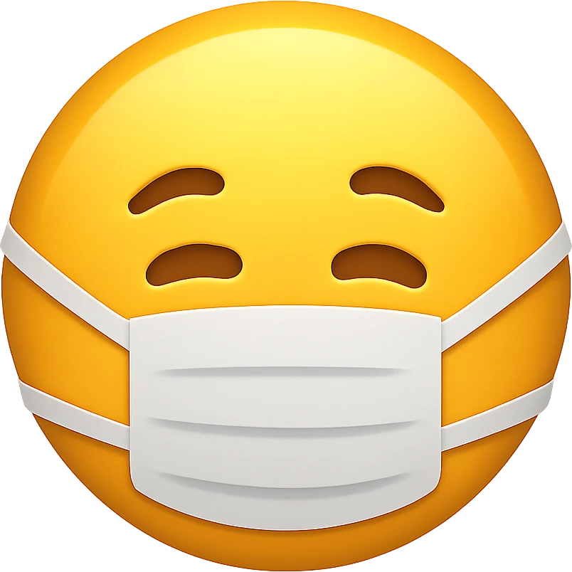 yellow face with medical mask emoji, digital illustration, no background emoji