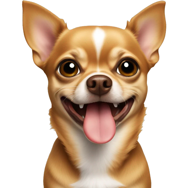 A brown chihuahua with its tongue hanging out on its side emoji