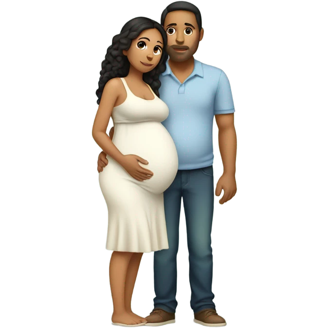 latin pregnant wife with husband kissimg her belly full body emoji