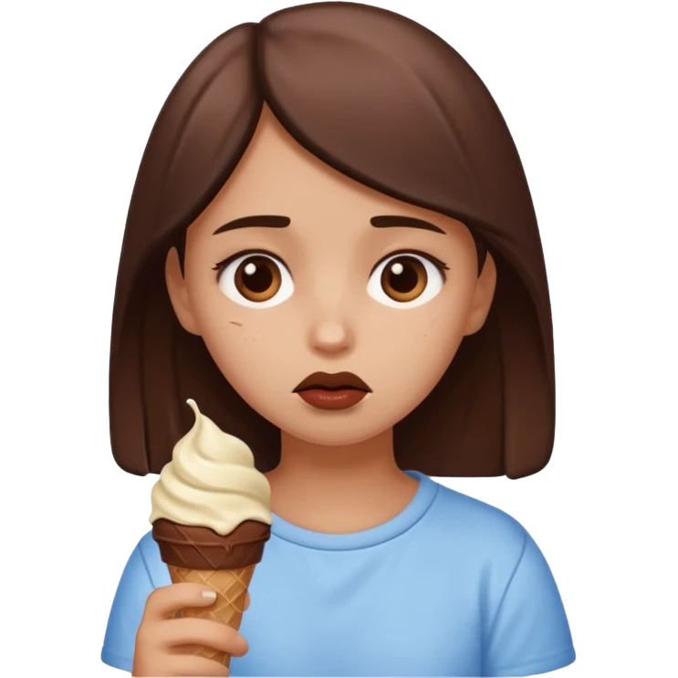 a sad girl eating ice cream after heartbreak emoji