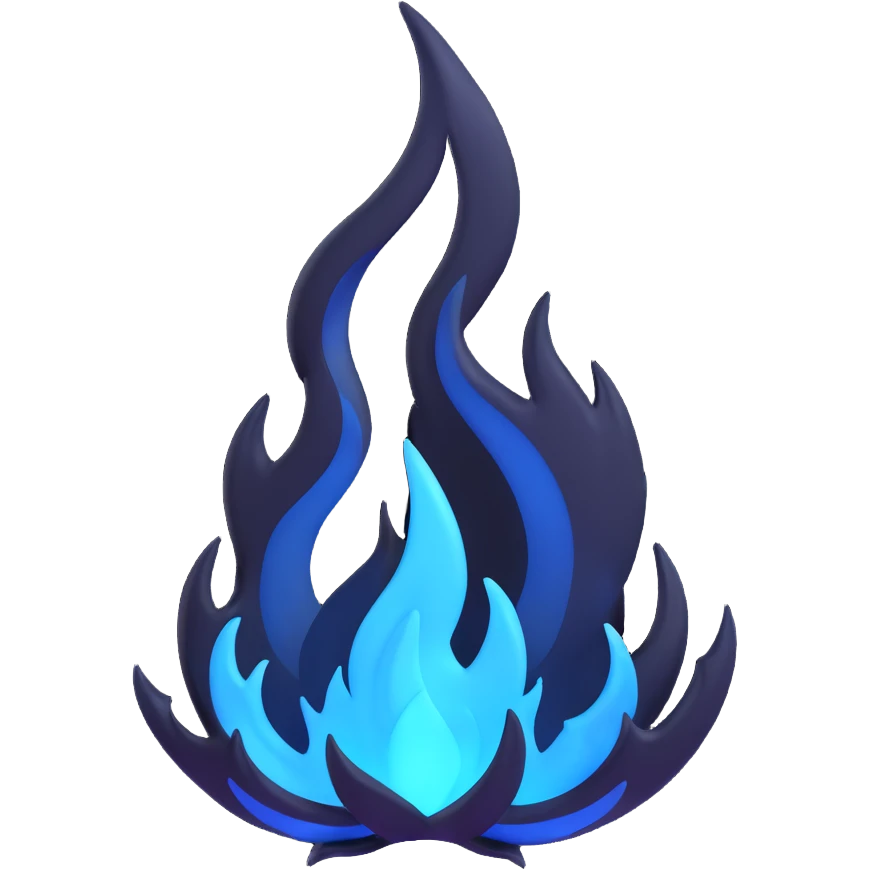 stylized black flame with blue highlights emoji