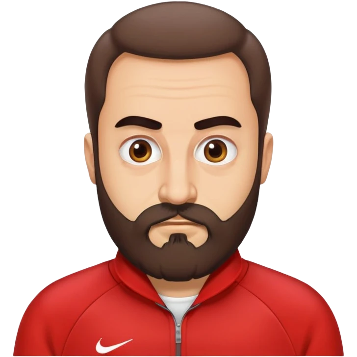 Recep İvedik, Turkish comedy character, bushy eyebrows, thick beard, red tracksuit, humorous expression emoji