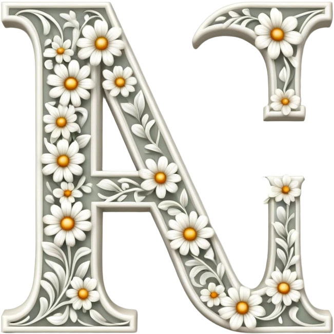 White flowery romantic alphabet letter emoji