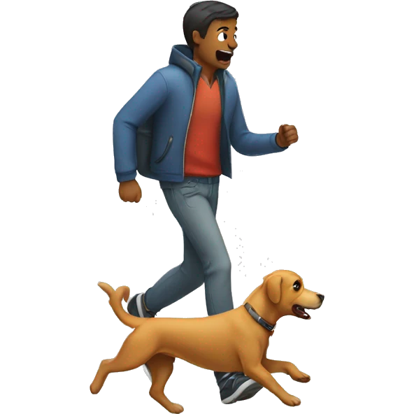 A dog run with a human  emoji