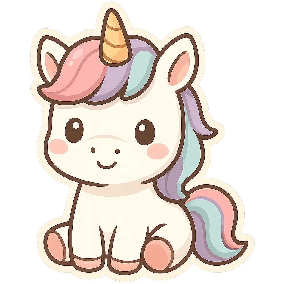 unicorn, chibi stickers style emoji