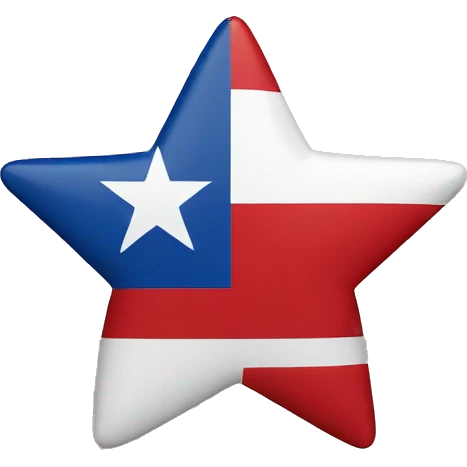Flag with Red White Blue line and Red star  emoji