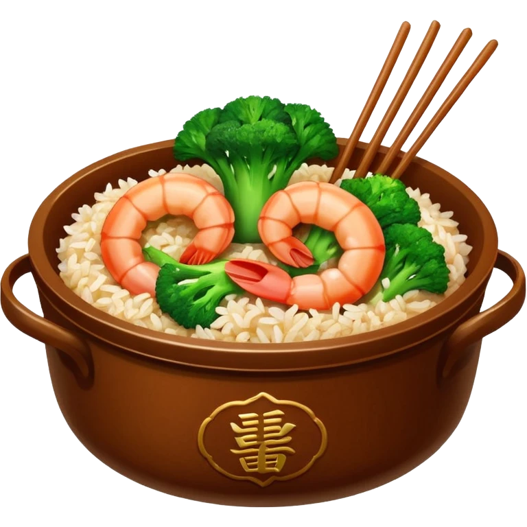Chinese dish shrimp with broccoli and rice in Chinese container  emoji