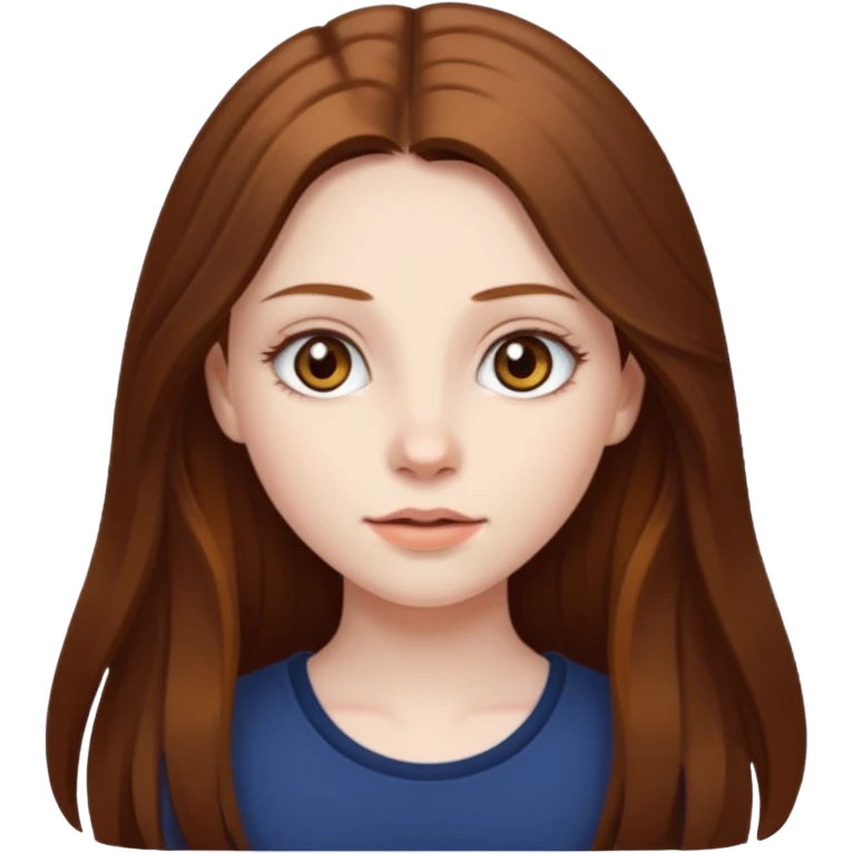 a girl with long brown hair, hazel eyes and pale skin emoji