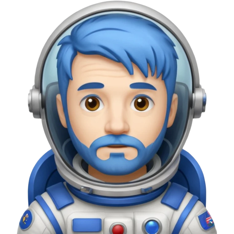 Astronauts, Middle-age, male, white skin, blue hair and blue beard emoji