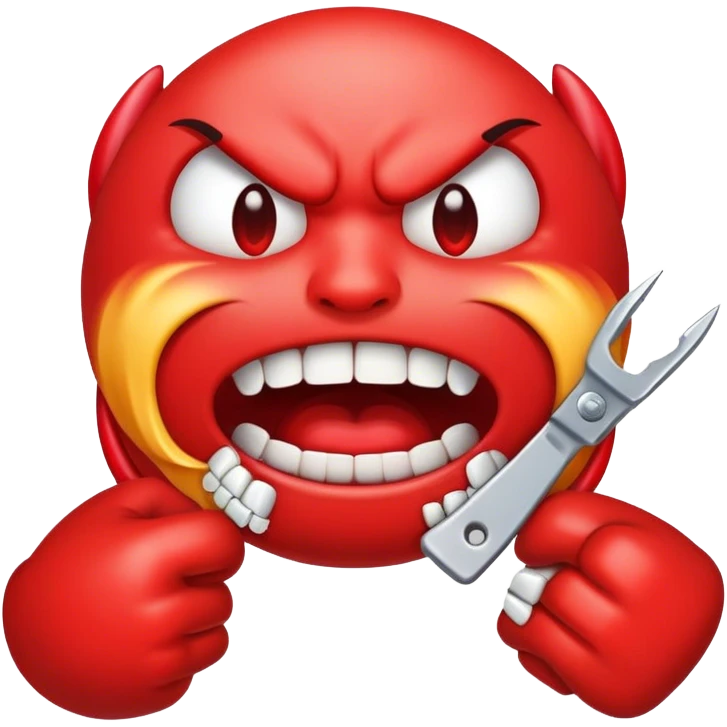 red emoji face grinding teeth and a little angry  emoji
