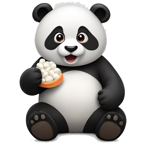Panda eating marshmallows emoji