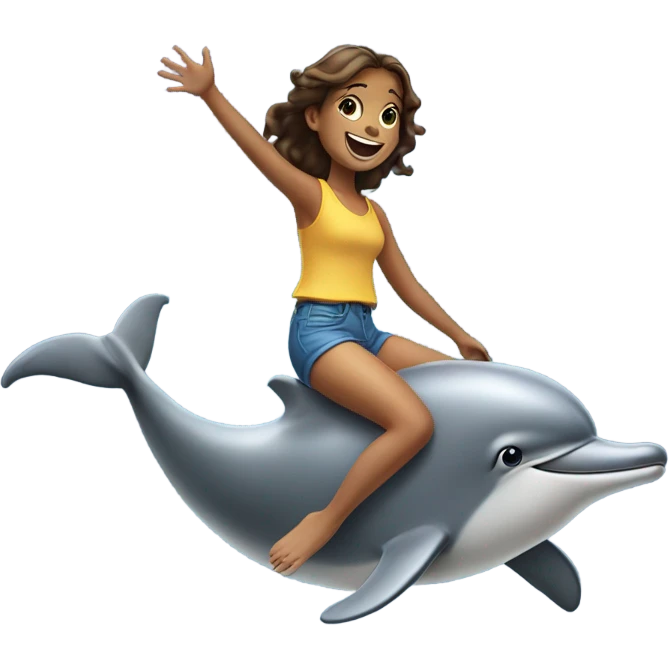 Girl riding dolphin emoji
