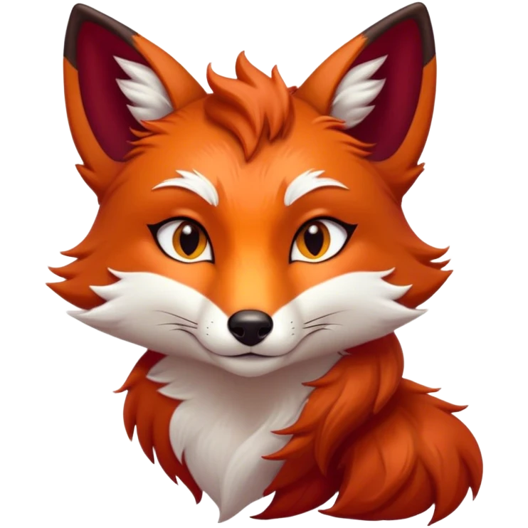 Cinematic Noble Fox Portrait Emoji, Poised and regal, with a lithe, agile build and a lush, fiery red Fur accented by white markings on the chest and tip of the tail, deep-set soulful amber eyes, Simplified yet sharp and sophisticated features, highly detailed, glowing with a warm, dignified glow, high shine, intelligent and cunning, stylized with an air of wild elegance, focused and attentive, soft glowing outline, capturing the essence of a watchful and confident forest wanderer, so majestic it feels as though it could dash out of the screen with effortless authority! emoji
