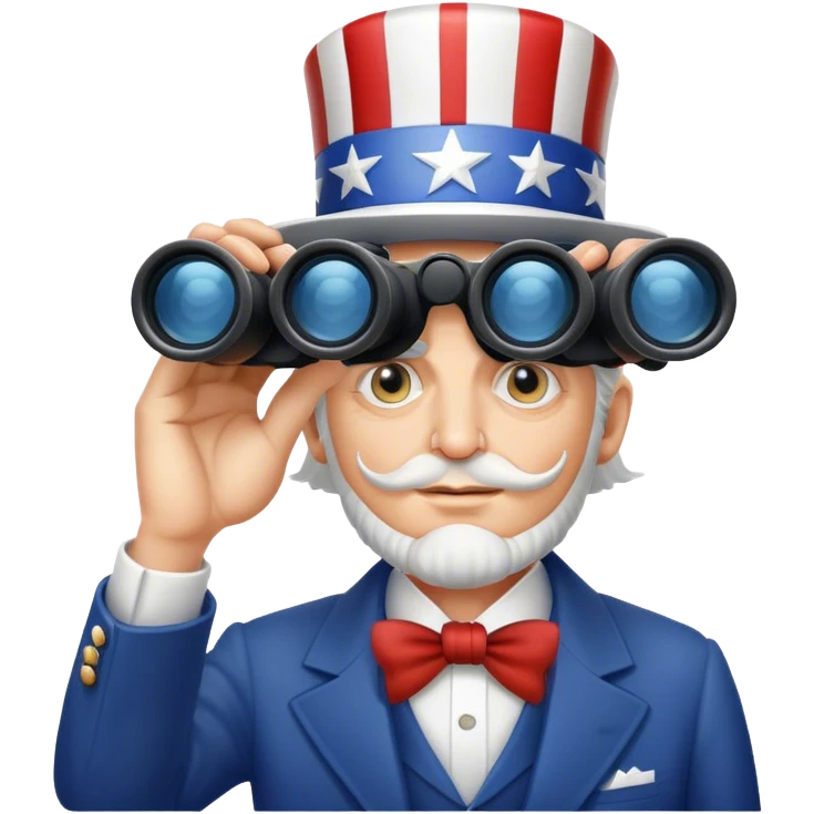 Uncle Sam is looking through binoculars emoji