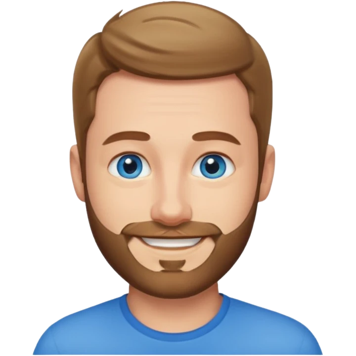 homme yeux bleus presque chauve et une barbe courte moins de chevaux et sourir emoji