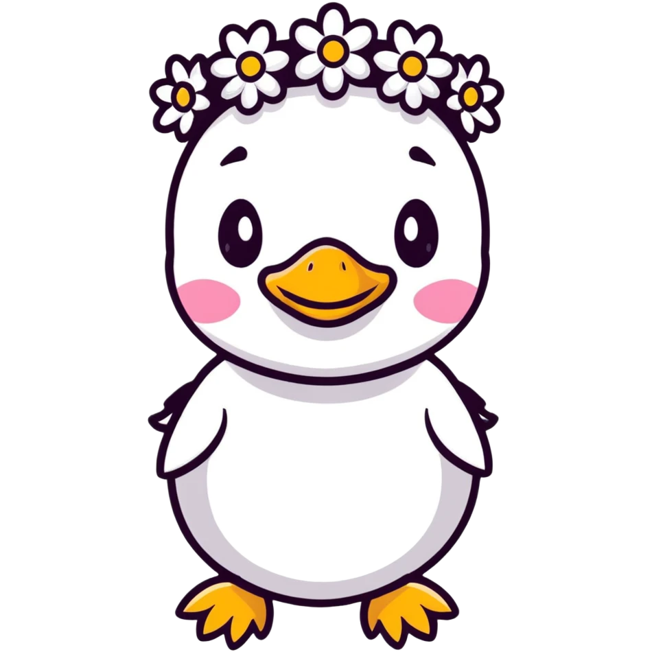 tiny duckling with flower crown emoji