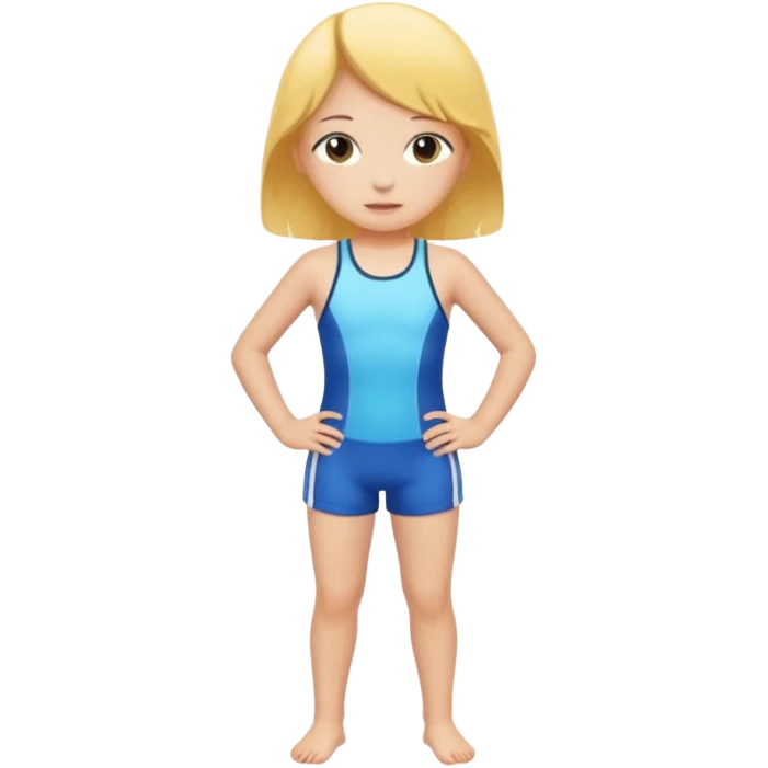 Child swimmer girl standing  only shorts emoji