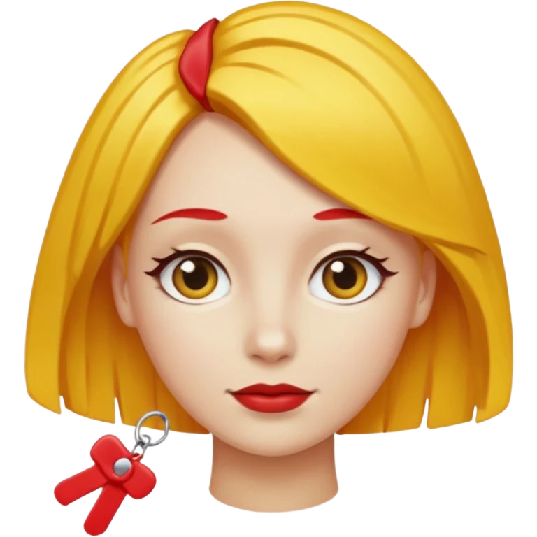 kırmızı toka takan kadın, sarı saçlı emoji
