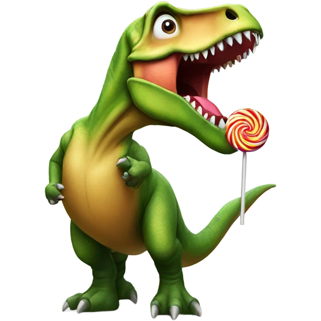 Dinosaur sucking a lollipop emoji
