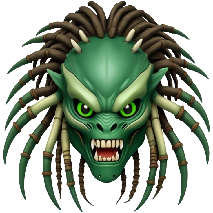 Predator alien with mandibles and dreadlocks emoji