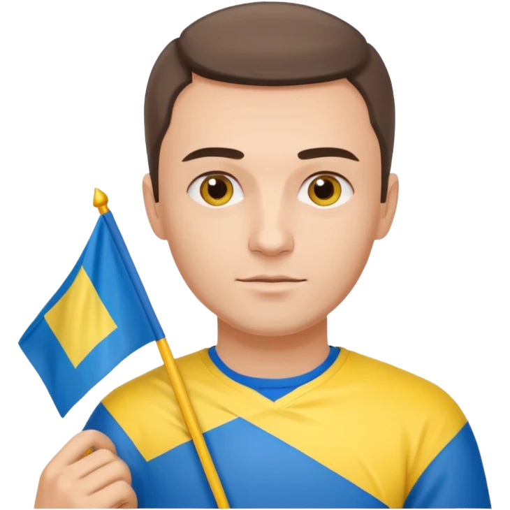 a Ukrainian man holding a Ukrainian flag emoji