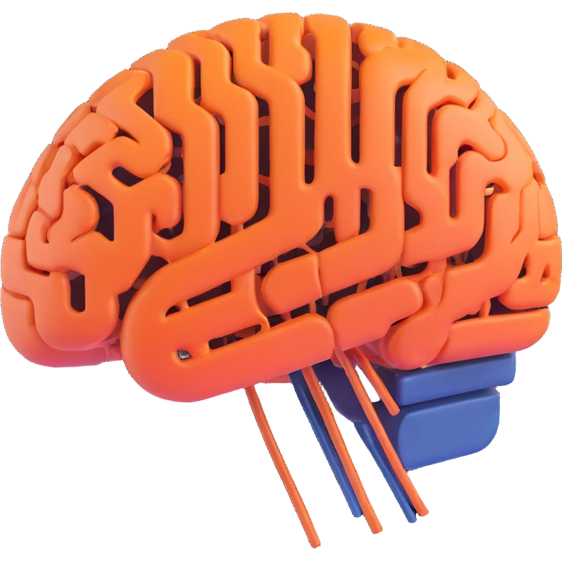 digital brain with circuit patterns, for AI topics emoji