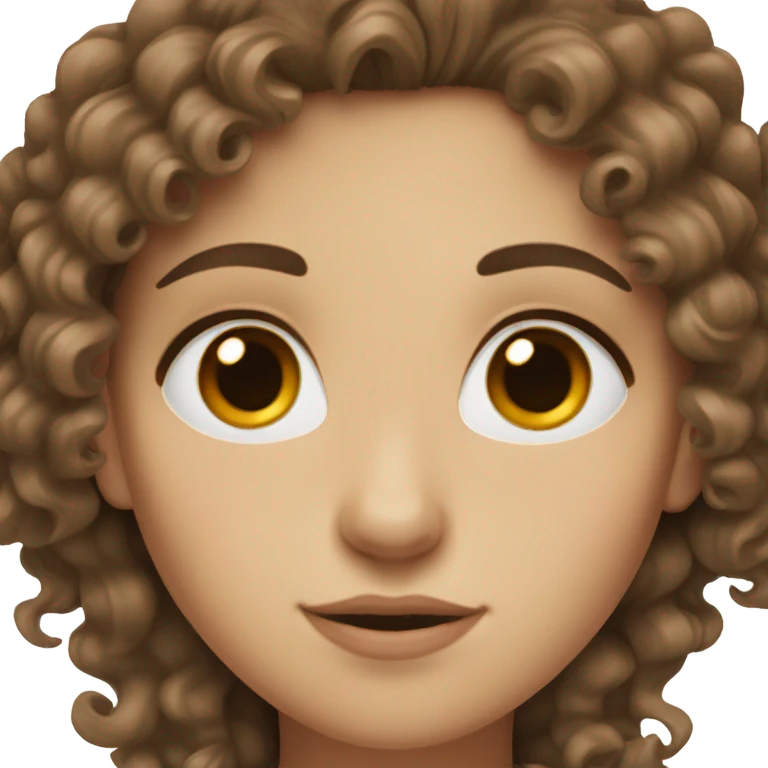 A white girl with brown curly hair and brown eyes ( low set of eye brows black ) emoji