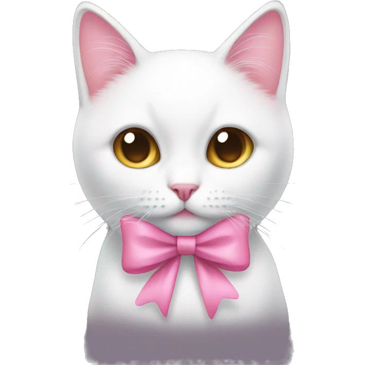 pink bow on white cat emoji