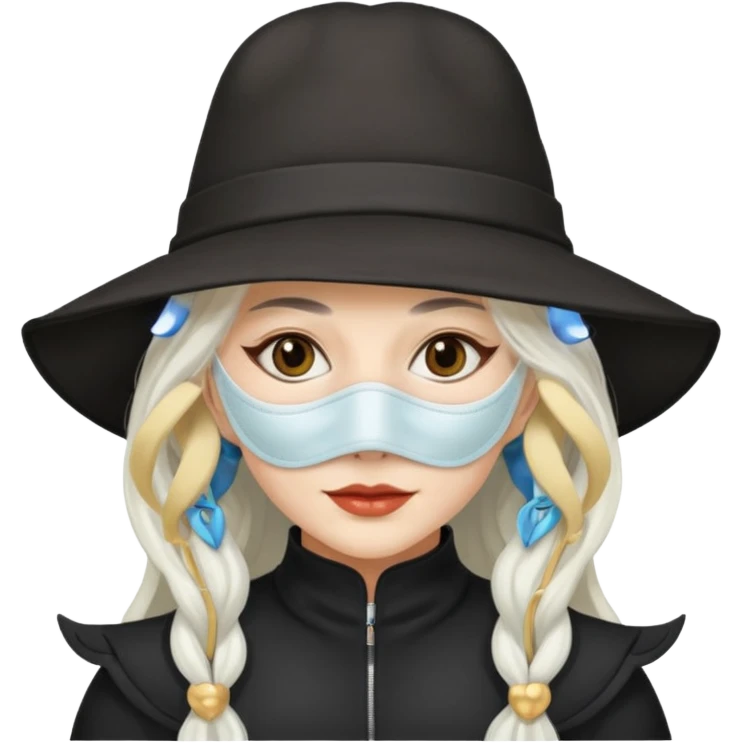 masked Women with hat long white hair  emoji