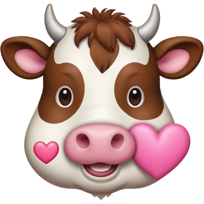 A cow showing a pink heart  emoji