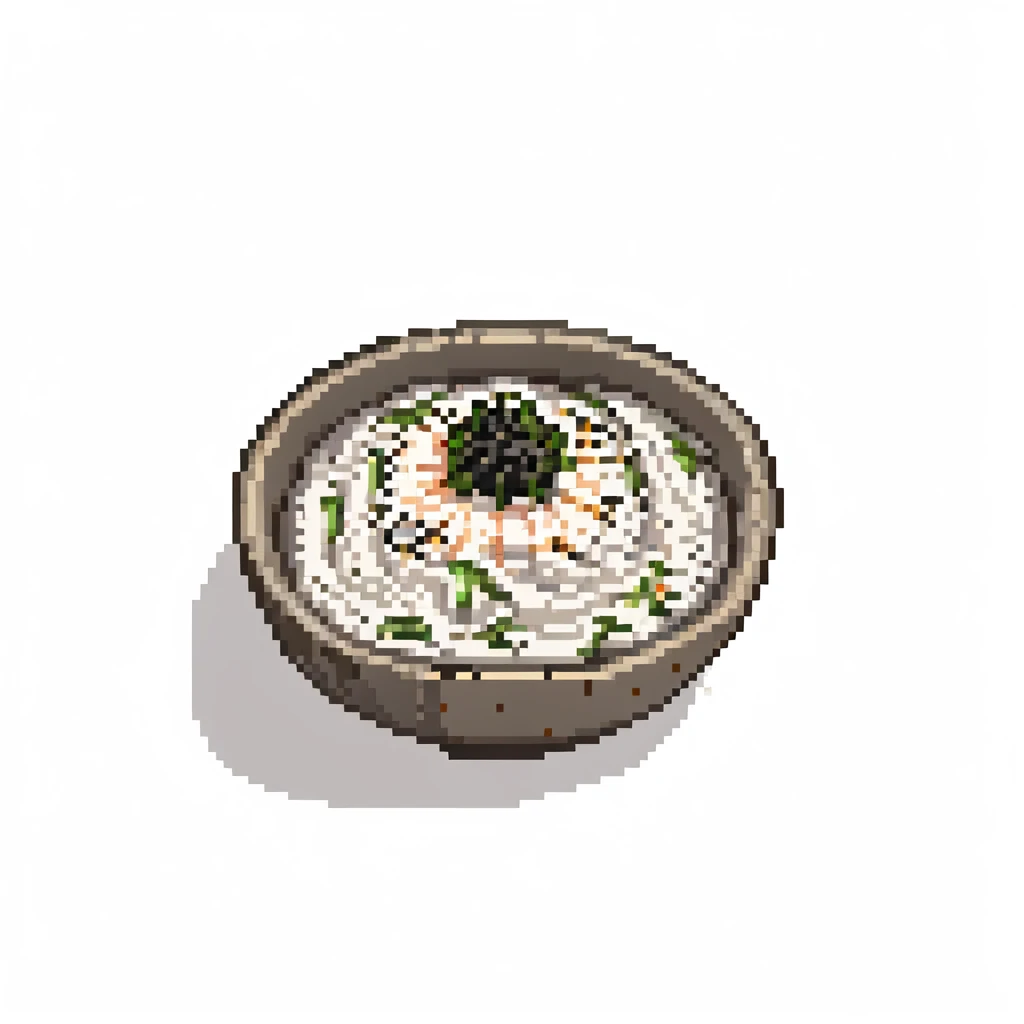 A dish of rice topped with black sesame seeds emoji