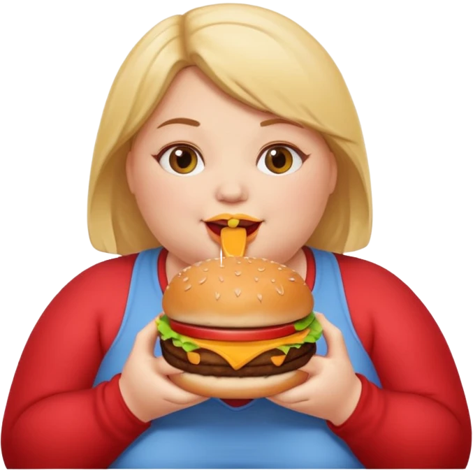 Fat girl eating a burger emoji