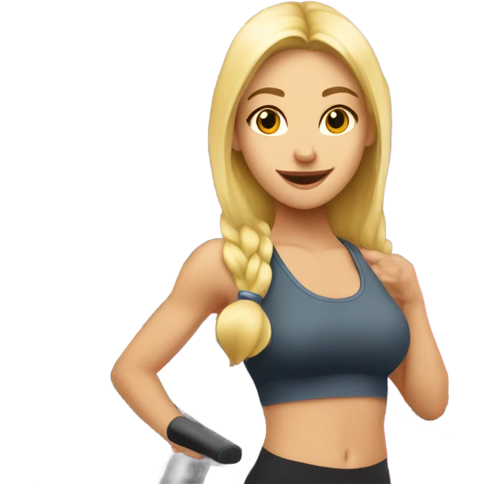 blonde teen pink pilates princess on stair master at gym  emoji
