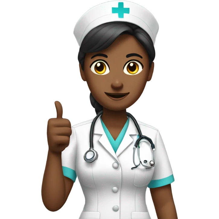 Nurse holding up thumbs down emoji