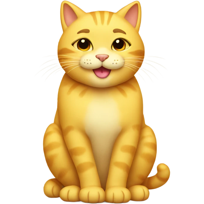 Cozy yellow cat with smiling face  emoji
