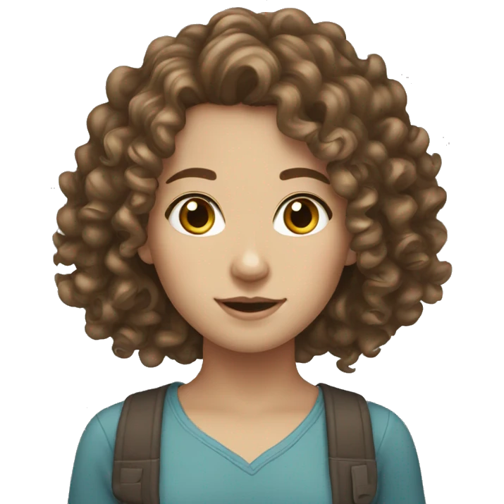 Curly brown hair  white girl  emoji