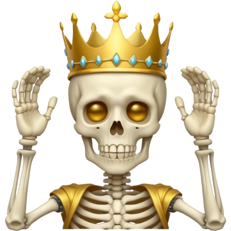 اسکلت تاج دار ترسیده که دستش را روی سرش گذاشته و دهنش بازه emoji