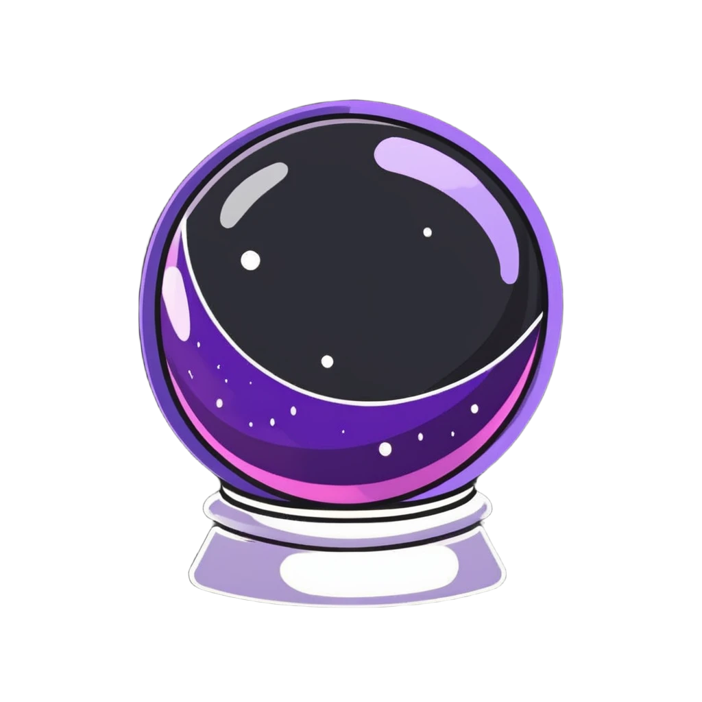 crystal magic ball with potion effect, fortune telling crystal sphere with swirling magical liquid inside, sparkles and mystical glow emoji