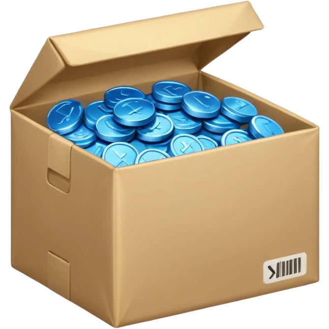 blue coins credit in a package emoji