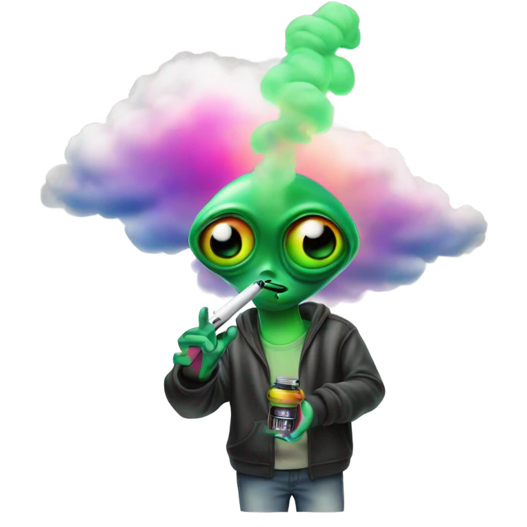 Alien smoking a vape emoji