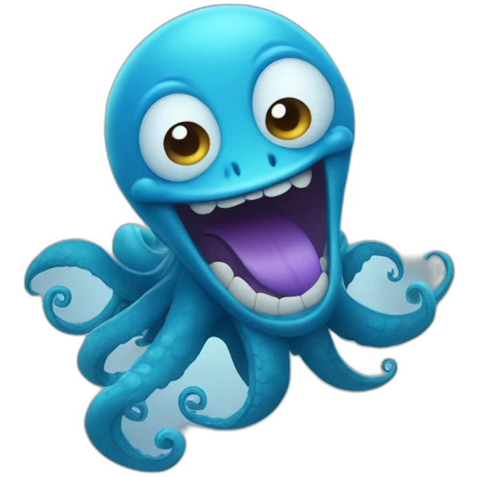 cute blue kraken laughing emoji