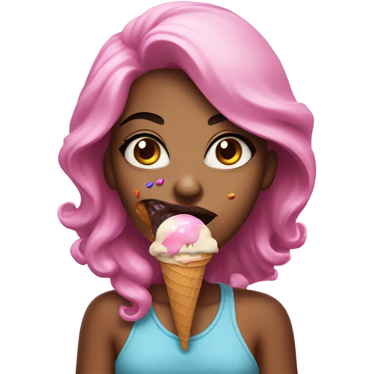 Baddie mixed with 5 eyes eating ice cream  emoji
